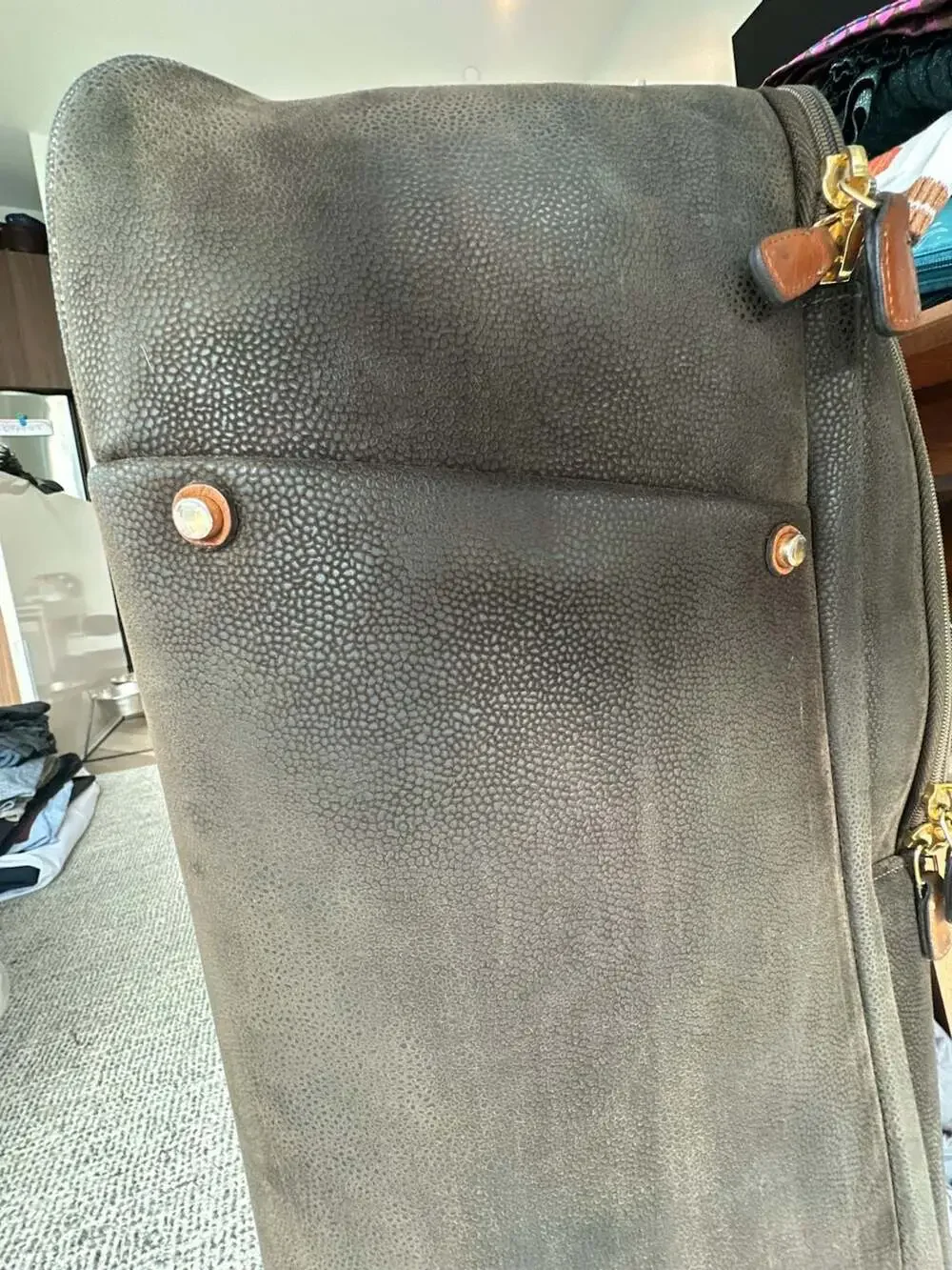Bric's Life Collection Brown Leather Trimmed Rolling Carry-On Suitcase